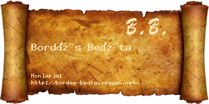 Bordás Beáta névjegykártya